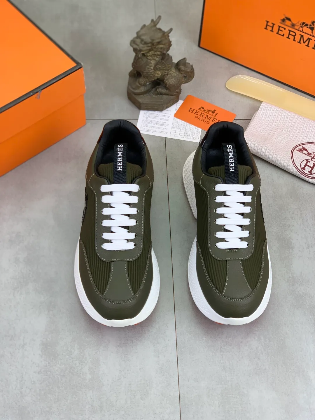 Men's men's shoes P460 new style [HERMES] Hermès - High-end quality original order - Upper: 🔝Nappa calfskin, sewn brand 'H' totem - Inner: water-dyed cowhide - Outsole: ultra-light TPU foam; molded outsole - Ultra-high quality control·Fine workmanship: highlighted (high-end·nobility·grade) -Size: 38-44 (45 can be customized)·